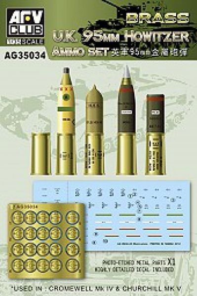 AFV Club AG35034 U.K 95 mm Howitzer Ammo Set (brass) 1:35