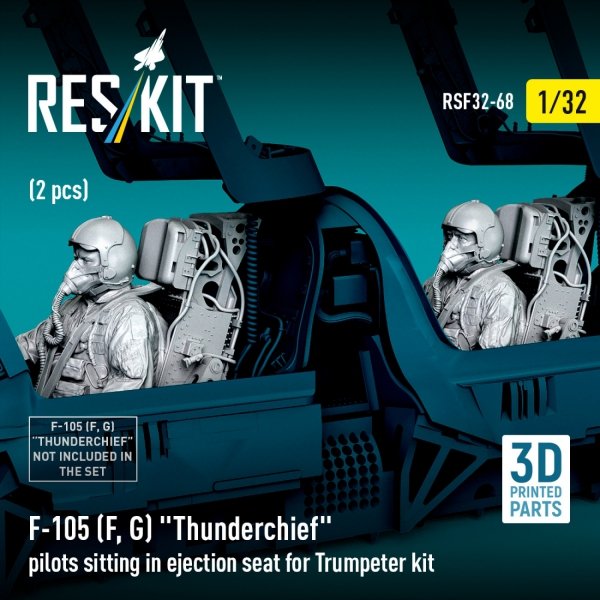 RESKIT RSF32-0068 F-105F/G "Thunderchief" pilots sitting in ejection seat for Trumpeter kit (2 pcs) (3D Printed) (1/32)