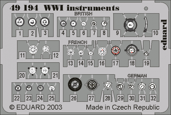 Eduard 49194 WWI Instruments 1/48