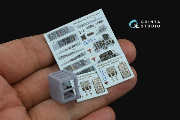 Quinta Studio QD+72180 Su-33 3D-Printed &amp; coloured Interior on decal paper (Trumpeter) (with 3D-printed resin part) 1/72