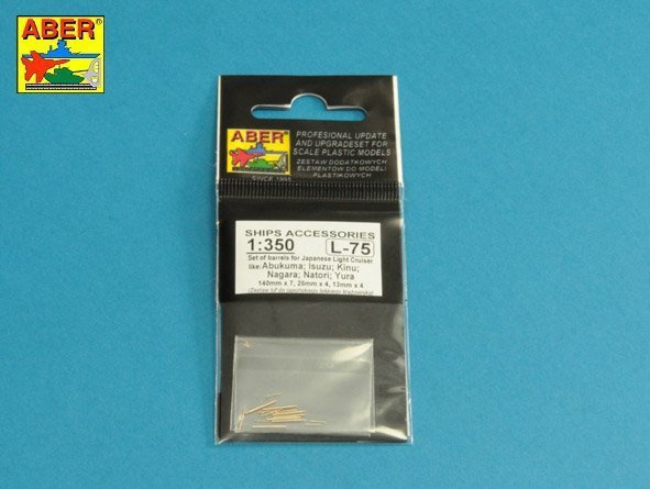 Aber 350L-75 Barrels set for Japnnese Light Cruiser like: Abukama; Isuzu; Kinu; Nagara; Natori; Yura -140mm x 7, 25mm x 4, 13mm x 4 (1:350)