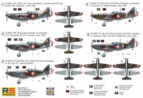 RS Models 92312 Dewoitine D-520 "France 1940" 1/72