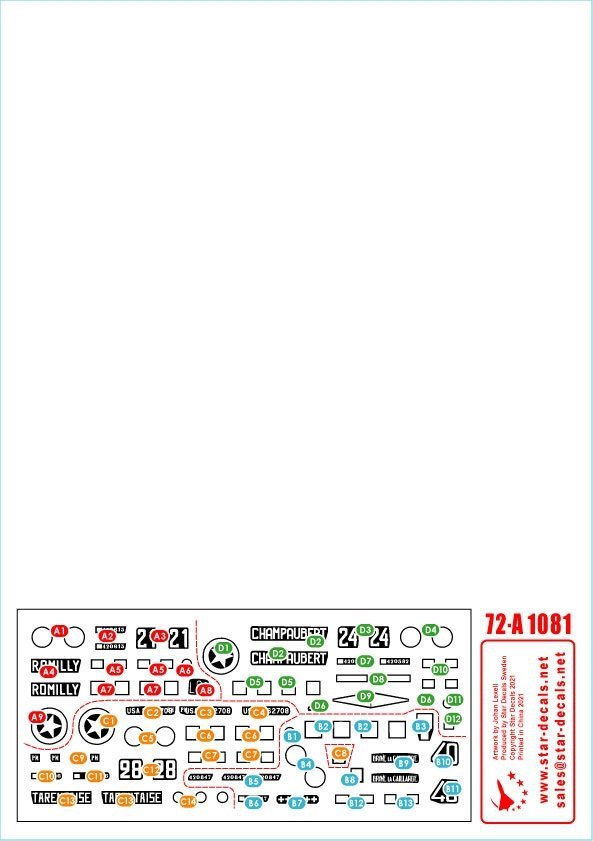 Star Decals 72-A1081 French M4A2 Sherman. M4A2 in 1944-45. From Normandy to Paris 1/72