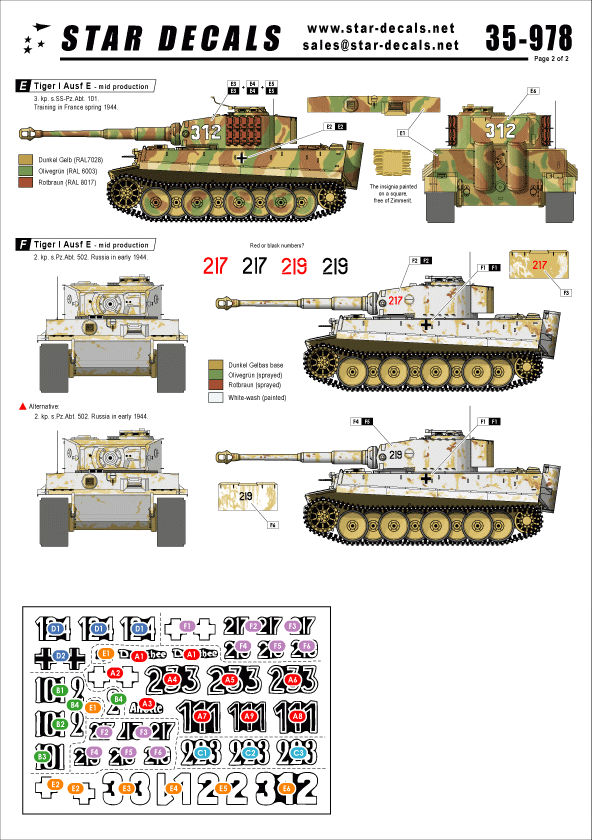 Star Decals 35-978 Tiger I Ausf E Mid production 1/35