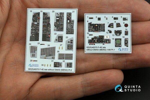 Quinta Studio QDS-48370 F-4E late without DMAS 3D-Printed &amp; coloured Interior on decal paper (Meng) (Small version) 1/48