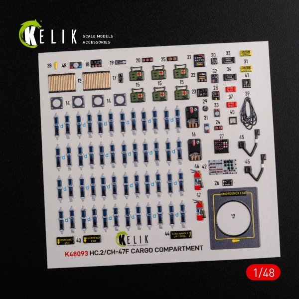 KELIK K48093 CH-47F interior 3D decals for Italeri kit 1/48