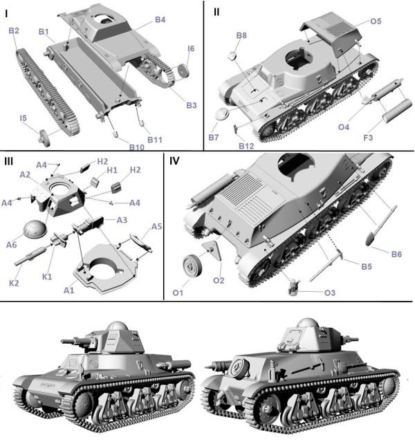 First To Fight PL128 - Hotchkiss H39 tank with 37mm SA38 gun - czołg Hotchkiss H39 z armatą 37mm SA38 1/72