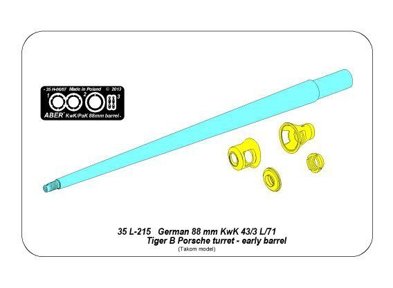 Aber 35L-214 Barrel for German 8,8cm Kw.K 43 (L/71) gun used on Tiger B Porsche turret-early (1:35)