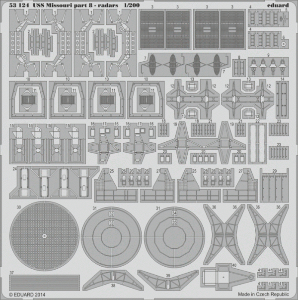 Eduard 53124 USS Missouri part 8 - radars TRUMPETER 1/200