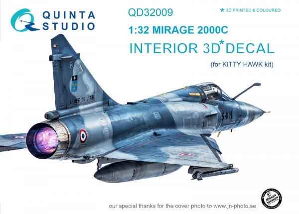 Quinta Studio QD32009 Mirage 2000C 3D-Printed &amp; coloured Interior on decal paper (for Kitty Hawk kit) 1/32