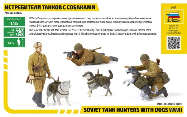 Zvezda 3611 Soviet Tank Hunters with Dogs WWII 1/35