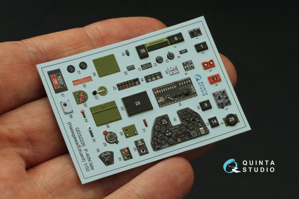 Quinta Studio QD32220 P-40N late 3D-Printed coloured Interior on decal paper (Hasegawa/Eduard) 1/32