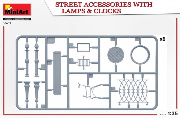 MiniArt 35639 STREET ACCESSORIES WITH LAMPS &amp; CLOCKS 1/35