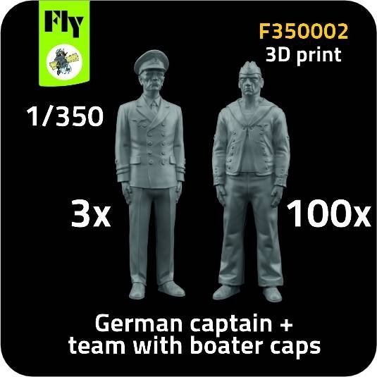 Fly F350002 3x German captain + 100x sailor figures with boater caps 1/350