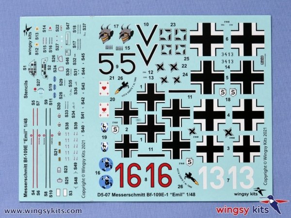 Wingsy Kits D5-07 German WWII Fighter MESSERSCHMITT Bf 109 E-1 1/48