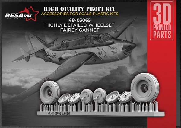 RESArm 48-03065 Fairey Gannet - Wheels under load (3D resin printing) 1/48