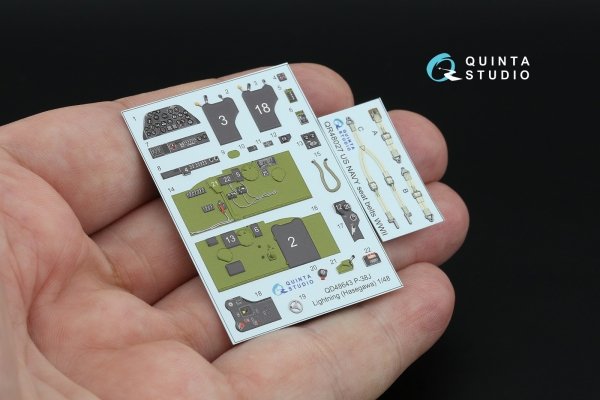 Quinta Studio QD48643 P-38J Lightning 3D-Printed &amp; coloured Interior on decal paper ( Hasegawa ) 1/48