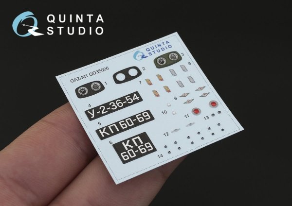 Quinta Studio QD35006 GAZ-M1 3D-Printed &amp; coloured Interior on decal paper (for Zvezda kits) 1/35