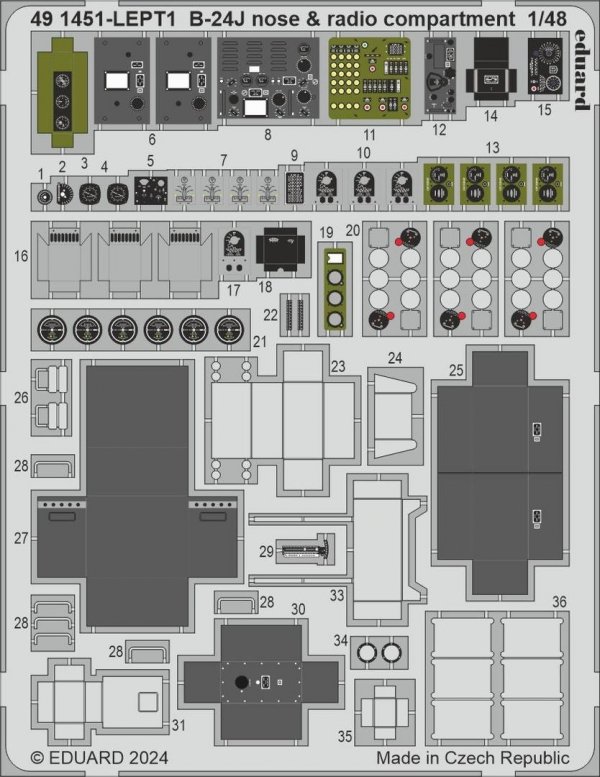 Eduard 491451 B-24J nose &amp; radio compartment HOBBY BOSS 1/48
