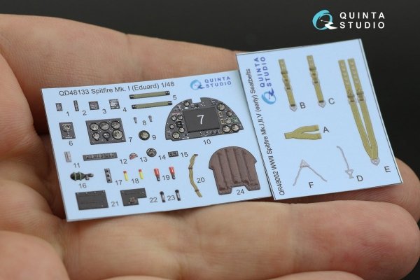 Quinta Studio QD48133 Spitfire Mk.I 3D-Printed &amp; coloured Interior on decal paper (Eduard) 1/48
