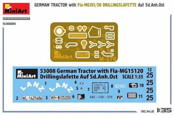 MiniArt 53008 GERMAN TRACTOR with Fla-MG151/20 DRILLINGSLAFETTE Auf Sd.Anh.Ost 1/35