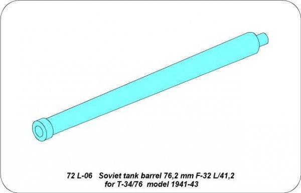Aber 72L-06 Lufa 76,2 mm F-32 L/41,2 do radzieckich czołgów T-34/76 model 41/43 / Soviet tank barrel 76,2mm F-32 L/41,2 for T-34/76 model 1941-43 1/72