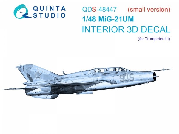 Quinta Studio QDS-48447 MiG-21UM 3D-Printed coloured Interior on decal paper (Trumpeter) (Small version) 1/48