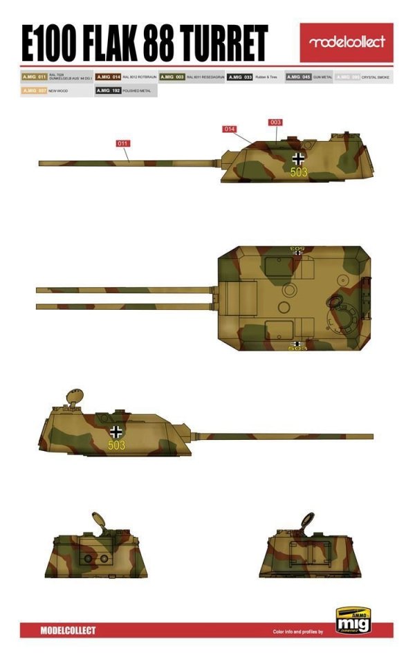 Modelcollect UA72150 WWII Germany landcruiser p.1000 ratte weapon set pack (1:72)