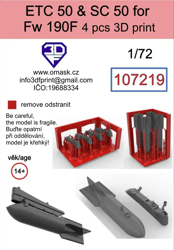 Omask 107219 ETC50 + SC50 for Fw190F (4 pcs) 1/72
