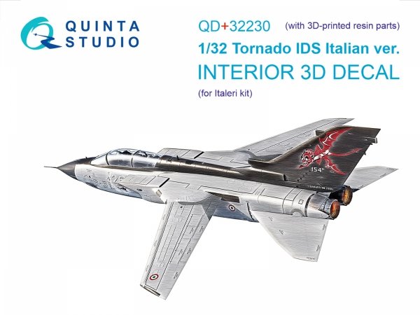 Quinta Studio QD+32230 Tornado IDS Italian 3D-Printed &amp; coloured Interior on decal paper (Italeri) (with 3D-printed resin parts) 1/32