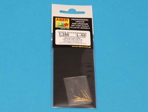 Aber 350L-55 Set of Barrels for Narvic classe destroyers type 1936B: 127mm x 5; 37mm (C/30) x 8; 37mm(M42) x 10; 20mm x 18 (1:350)