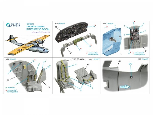 Quinta Studio QD48612 PBY-5 Catalina 3D-Printed &amp; coloured Interior on decal paper (Revell/Monogram) 1/48