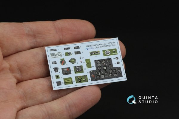 Quinta Studio QD32255 Curtiss H-75 Hawk 3D-Printed &amp; coloured Interior on decal paper (Special Hobby) 1/32