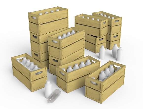 Miniart 35573 MILK BOTTLES &amp; WOODEN CRATES (1:35)