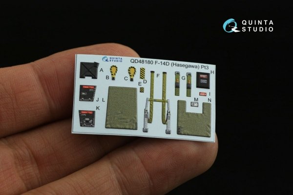 Quinta Studio QD48180 F-14D 3D-Printed &amp; coloured Interior on decal paper (Hasegawa) 1/48