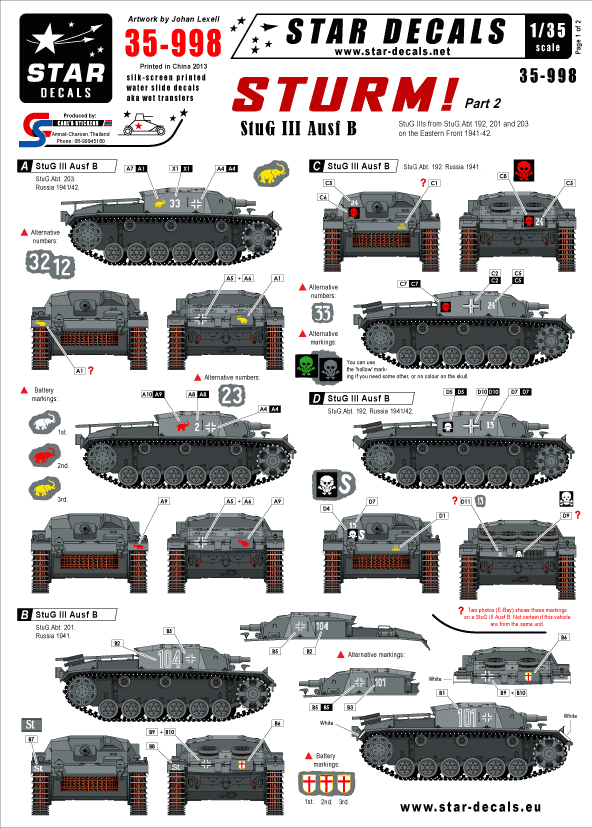 Star Decals 35-998 STURM 2. StuG III Ausf B 1/35