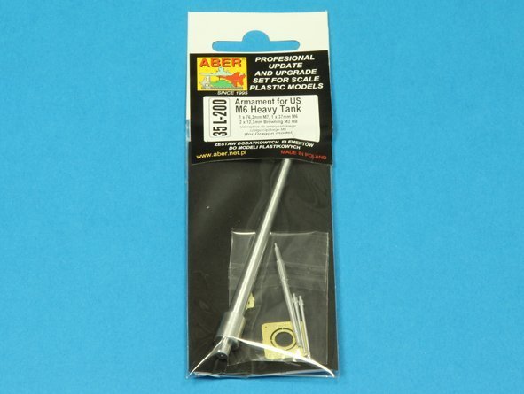Aber 35L-200 Armament for US M6 Heavy Tank 1 x 76,2mm M7, 1 x 37mm M6; 2 x 12,7mm Browning M2 HB (1:35)