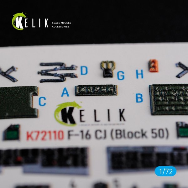 KELIK K72110 F-16 CJ (Block 50) interior 3D decals for Tamiya kit 1/72