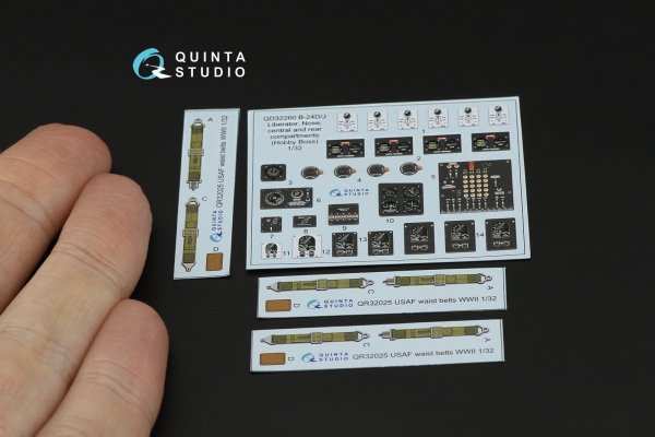 Quinta Studio QD32260 B-24D/B-24J Liberator, Nose, central and rear compartments 3D-Printed &amp; coloured Interior on decal paper (Hobby Boss) 1/32