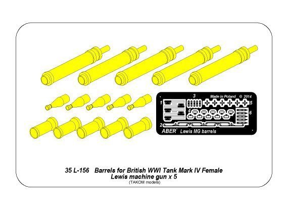 Aber 35L-156 Barrels for British WWI Tank Mark IV – Female (1:35)	