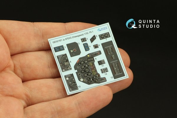 Quinta Studio QD32167 Ju 87D/G 3D-Printed &amp; coloured Interior on decal paper (Hasegawa) 1/32