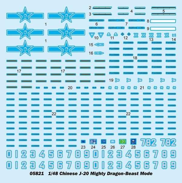 Trumpeter 05821 Chinese J-20 Mighty Dragon-Beast Mode 1/48