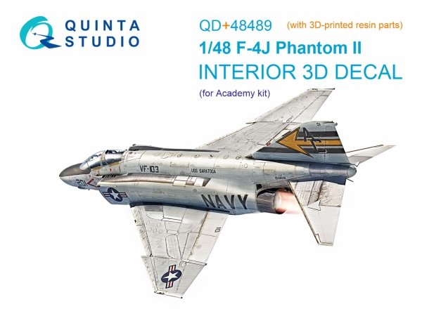 Quinta Studio QD+48489 F-4J Phantom II 3D-Printed &amp; coloured Interior on decal paper (Academy) (with 3D-printed resin parts) 1/48