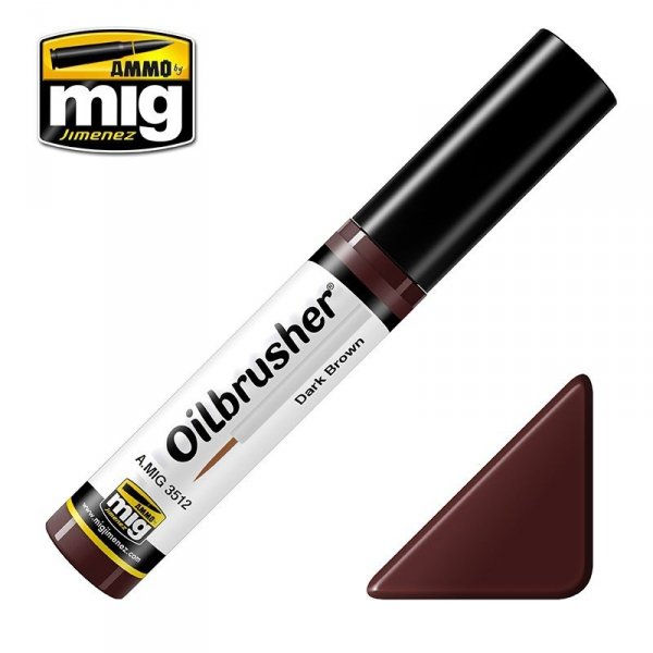 AMMO of Mig Jimenez 3512 Oilbrusher DARK BROWN - farba olejna z pędzelkiem