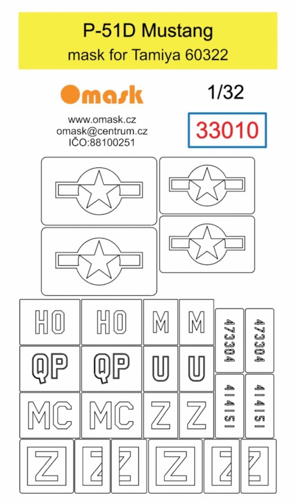 Omask 33010 P-51D Mustang mask (for Tamiya 60322) 1/32