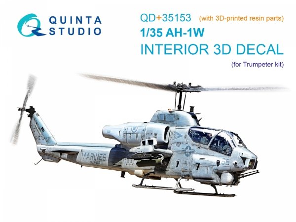 Quinta Studio QD+35153 AH-1W 3D-Printed &amp; coloured Interior on decal paper (Trumpeter) (with 3D-printed resin parts) 1/35