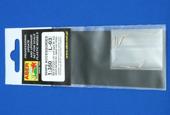 Aber 350L-03 Set of 12 pcs 127mm type 89 A/A short barrels for Japan ships (1:350)