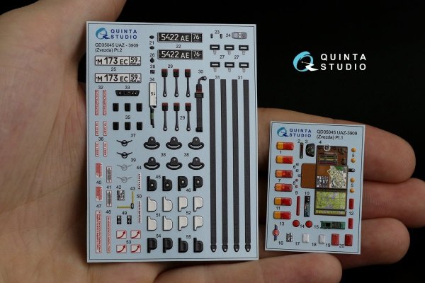 Quinta Studio QD35045 UAZ-3909 3D-Printed &amp; coloured Interior on decal paper (Zvezda) 1/35