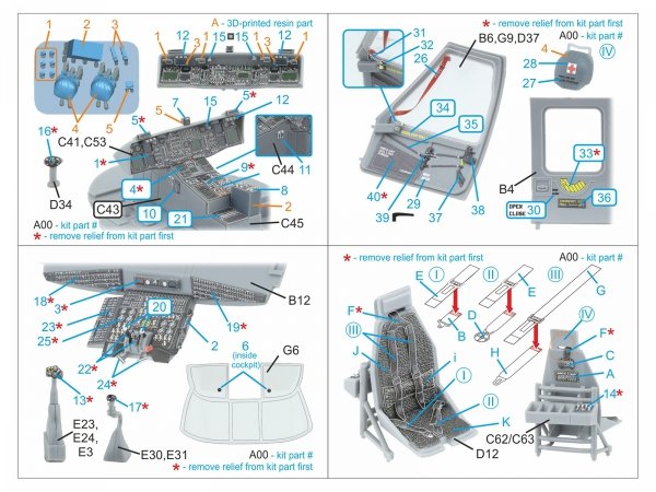 Quinta Studio QD+48590 MH-60L Blackhawk 3D-Printed &amp; coloured Interior on decal paper (ICM) (with 3D-printed resin parts) 1/48