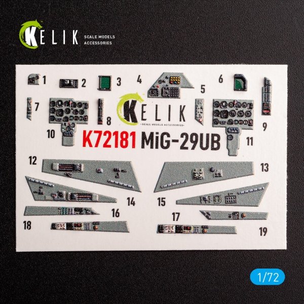 KELIK K72181 MiG-29UB - interior 3D decals for IBG models kit 1/72